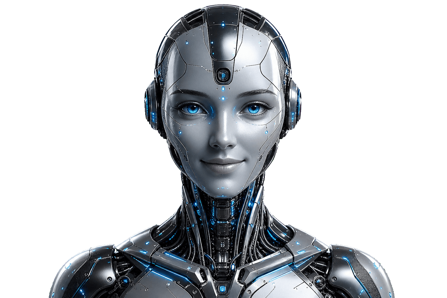 Super-realistic female AI mentor robot
